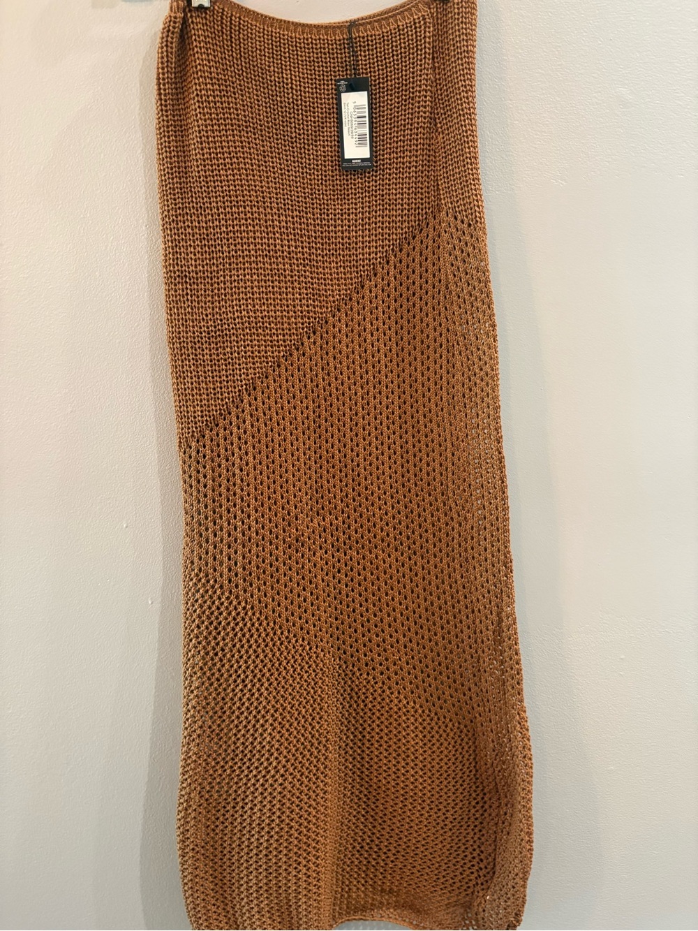PrettyLittleThing Tan Crochet Beach Maxi Skirt Size 8. NWT